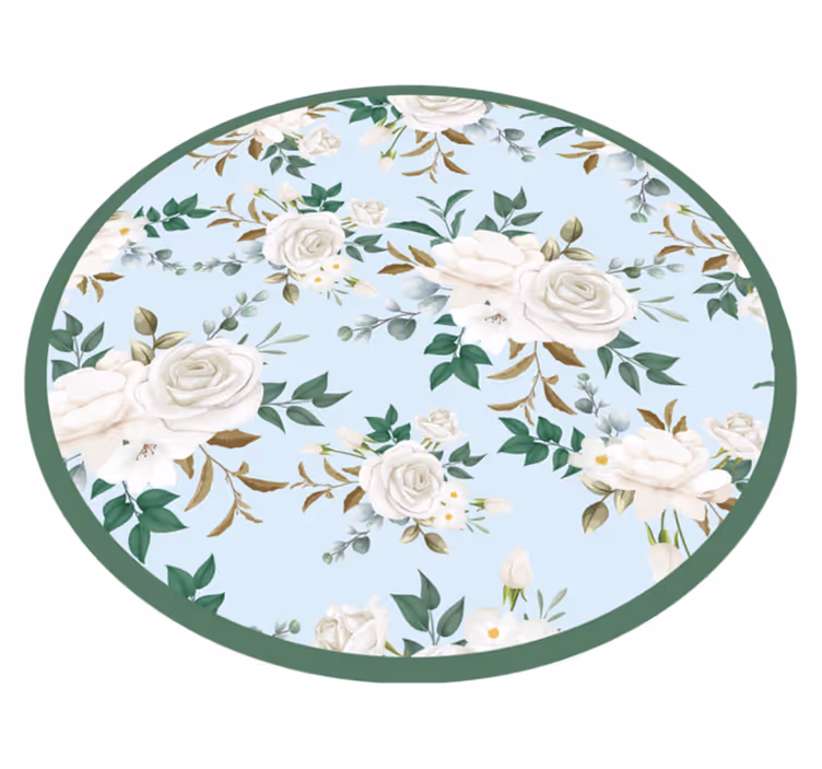 Blomstersirkulær komposisjon vinyl teppe blomster og planter - Tenstickers