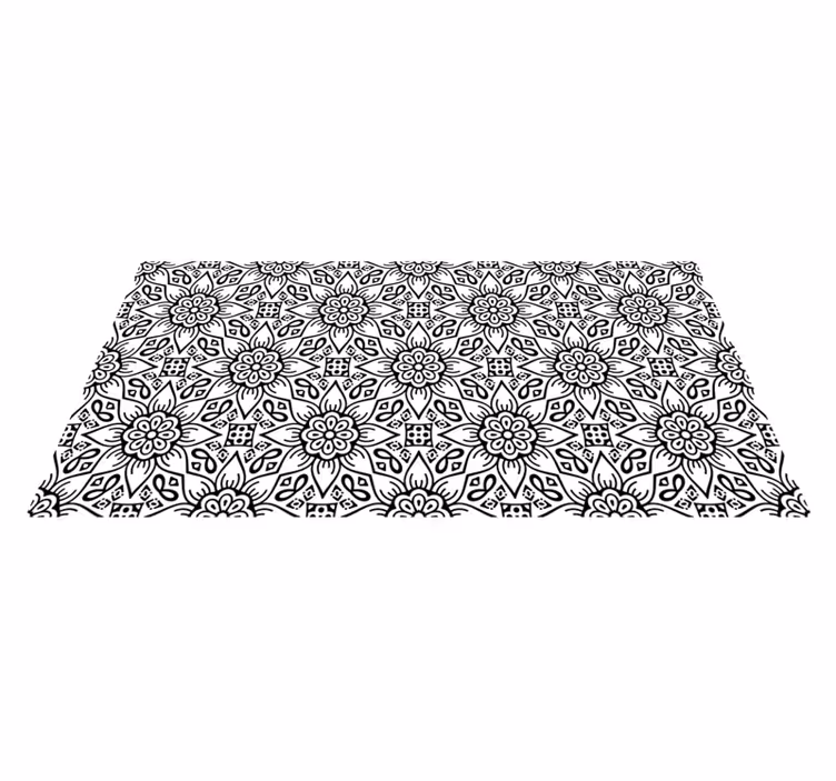 Botanisk motiv vinyl teppe mandala - Tenstickers