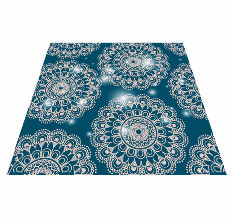 Blått magisk mønster vinyl teppe mandala - Tenstickers