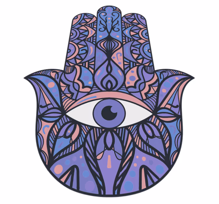 Hamsa håndmotiv vinyl teppe mandala - Tenstickers
