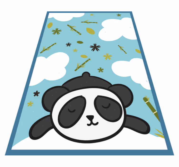 Søt panda og blader dyreteppe - Tenstickers