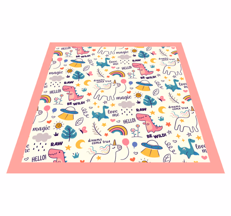 Fargerikt dinosaur-tema vinyl teppe spedbarn - Tenstickers