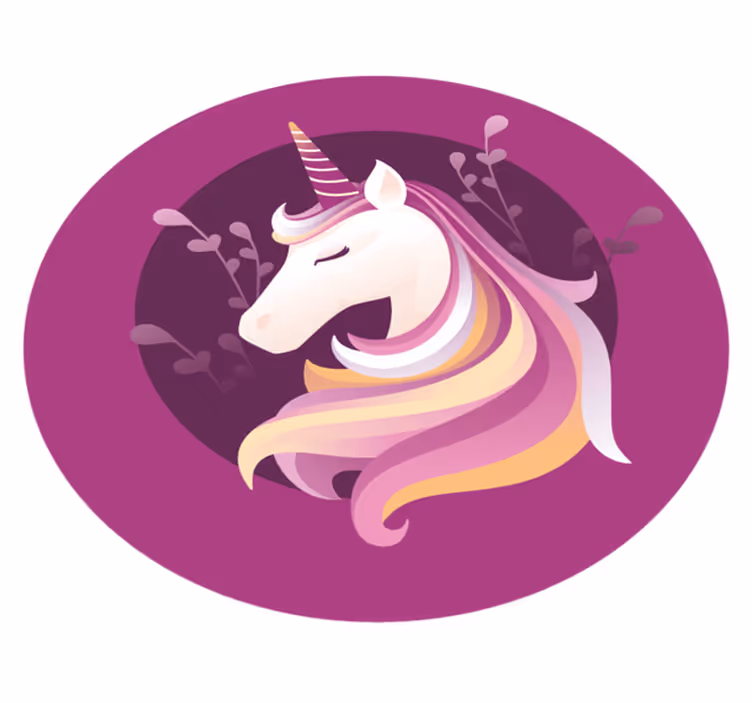 Enhjørning sirkulært motiv vinyl teppe spedbarn - Tenstickers