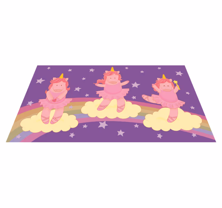 Enhjørning fantasy dans vinyl teppe spedbarn - Tenstickers