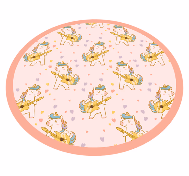 Enhjørning dans sirkel vinyl teppe spedbarn - Tenstickers