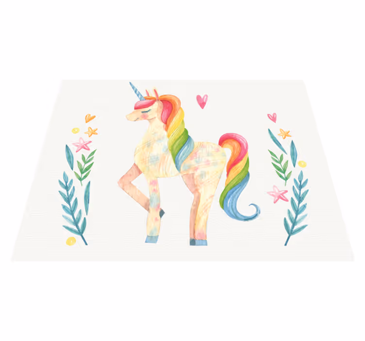 Pastell enhjørning vinyl teppe spedbarn - Tenstickers