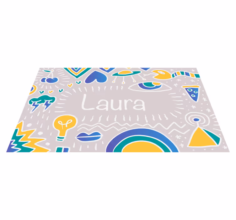 Doodling kunst med navn personlig matte - Tenstickers