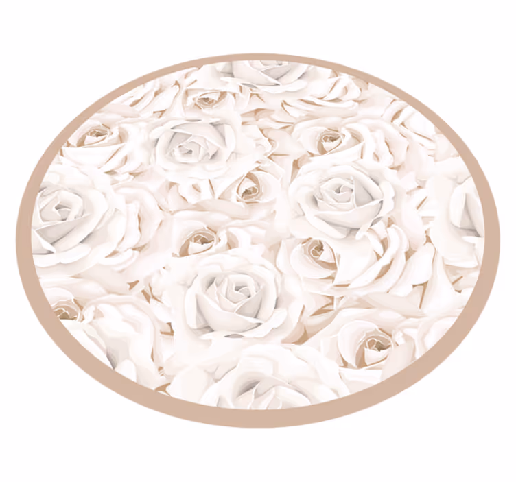 Elegant hvite roser soveromsteppe - Tenstickers