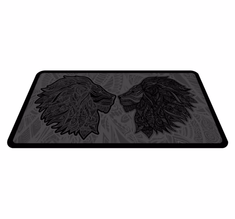 Løveprofil kunstverk vinyl teppe dyr - Tenstickers
