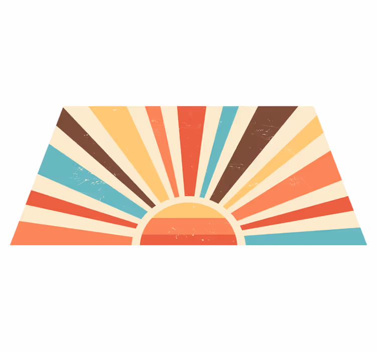 Abstrakt solnedgang vintage vinyl teppe - Tenstickers