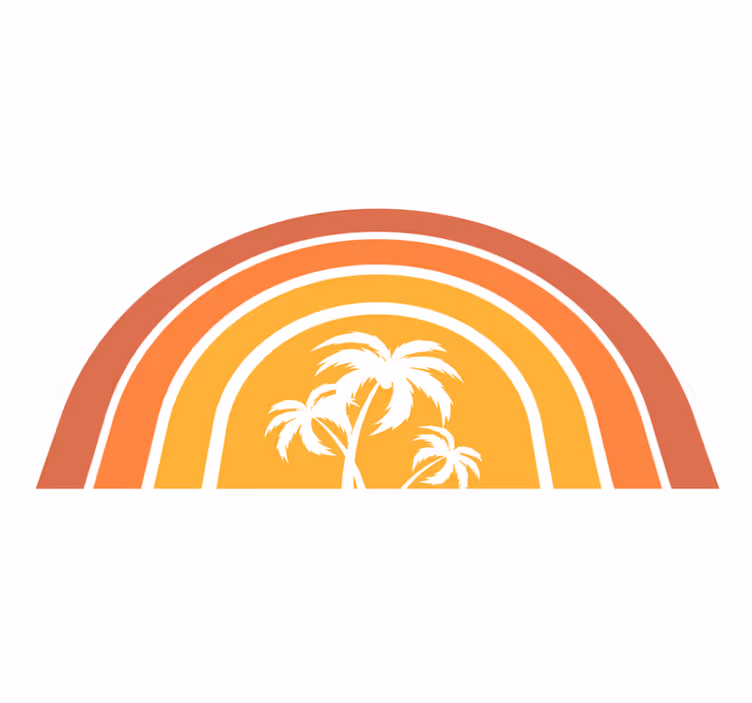 Retro solnedgang og palmer vintage vinyl teppe - Tenstickers