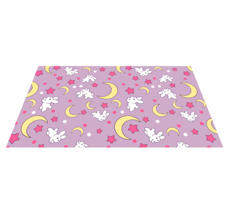 Bunny nattmotiv vinyl teppe spedbarn - Tenstickers