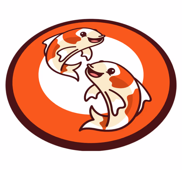Leken koi sirkel vinyl teppe dyr - Tenstickers
