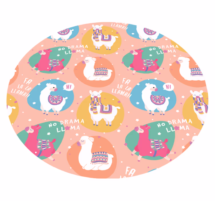 Fargerike lamaer anime dyreteppe - Tenstickers