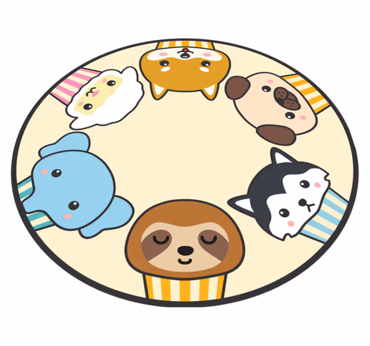 Anime dyr sirkel dyre teppe - Tenstickers