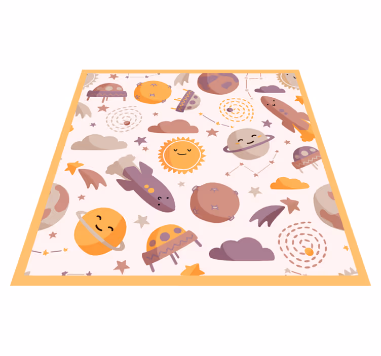 Lekende romtema vinyl teppe spedbarn - Tenstickers