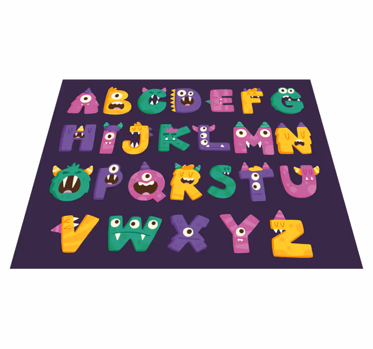 Tegneserie monster alfabet vinyl alfabet teppe - Tenstickers