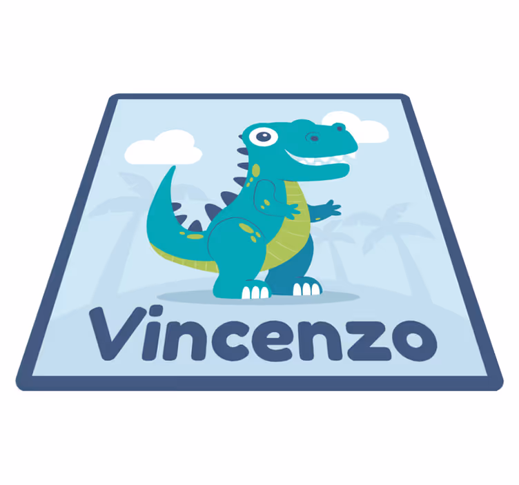 Personlig dinosaur illustrasjon vinyl teppe baby - Tenstickers