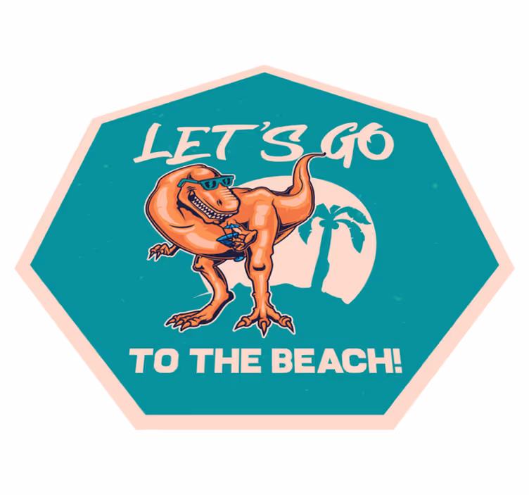 Dinosaur illustrasjon la oss gå til stranden - Tenstickers