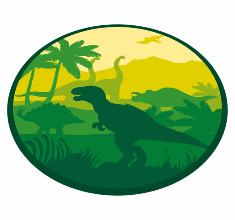 Dinosaurer, silhuett, på, landskap, sirkulær, teppe - Tenstickers
