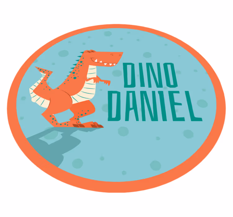 Oransje dinosaur med tekstnavn personlig matte - Tenstickers