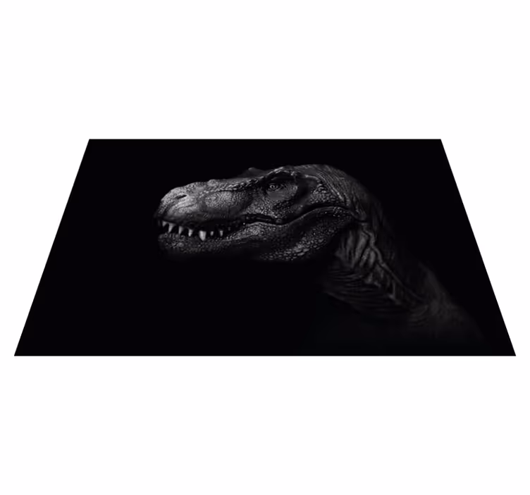 Realistisk og elegant dinosaur på svart teppe - Tenstickers