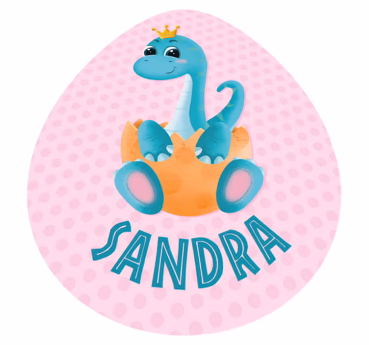 Dinosaur med krone og navn vinylteppe - Tenstickers