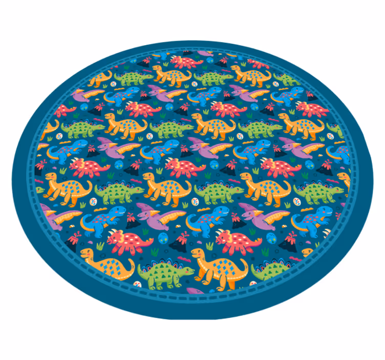 Dinosaur sirkulært mønster vinyl teppe spedbarn - Tenstickers