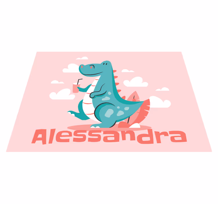 Dinosaur med et personlig navn dyreteppe - Tenstickers