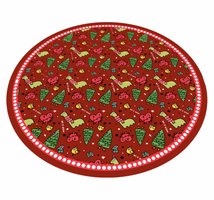 Festlig sirkulær design Jul vinyl teppe - Tenstickers