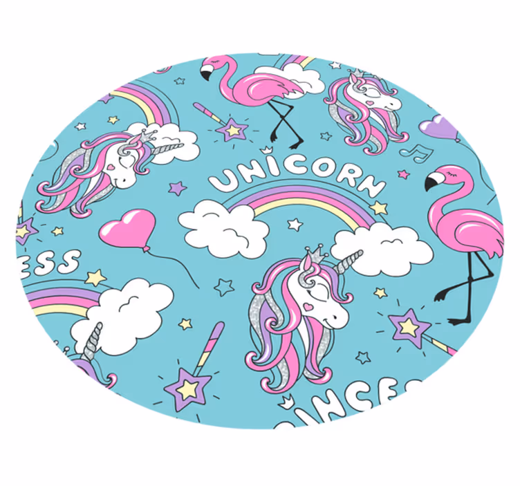 Enhjørningsmønster med flamingo dyreteppe - Tenstickers