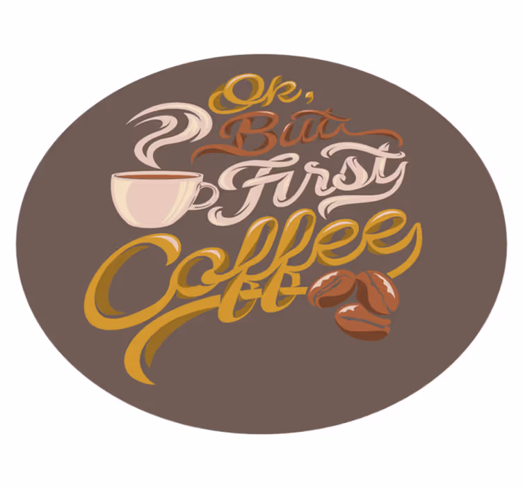 Typografi med kaffetema vinyl teppe sagn og tekster - Tenstickers