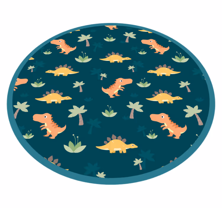 Dinosaur rundell vinyl teppe spedbarn - Tenstickers