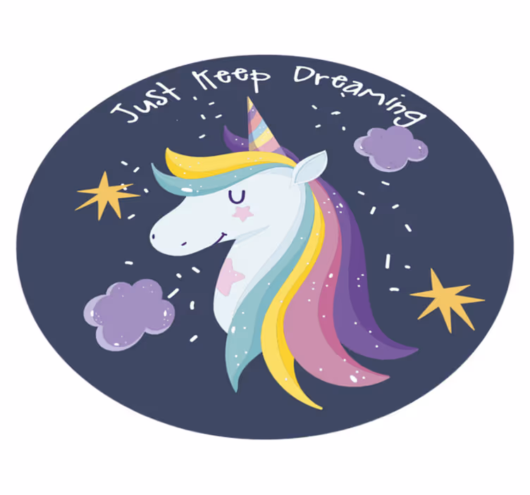 Bare fortsett å drømme med unicorn barna vinylteppe - Tenstickers