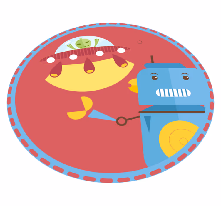 Krig med alien robot tegneserie barn vinyl teppe - Tenstickers
