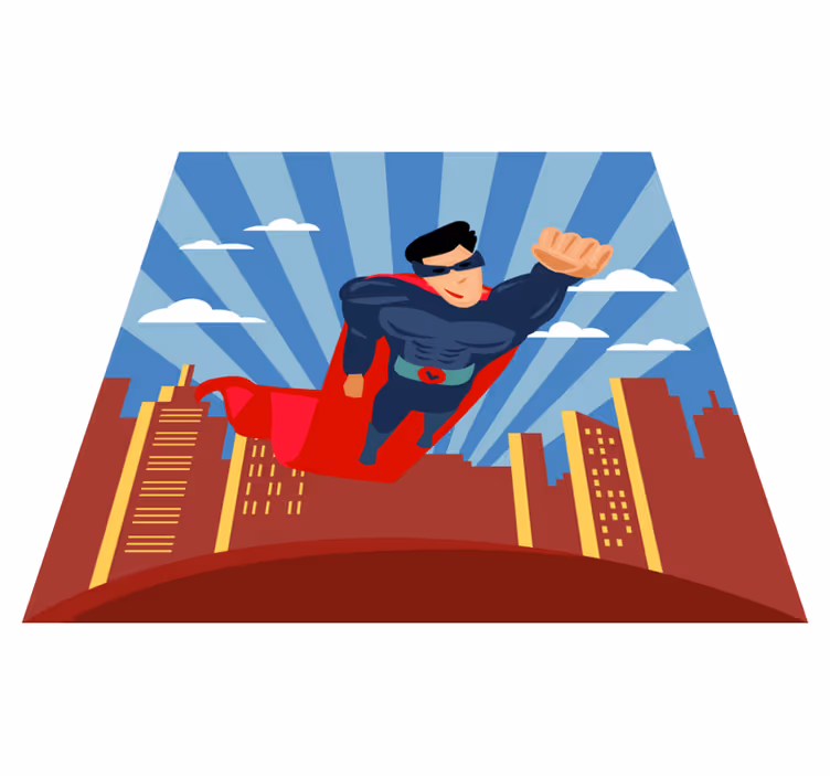 Superhelt flygende barn vinylteppe - Tenstickers