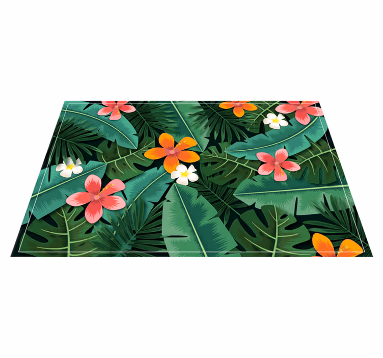 Jungelblomster og blader blomsterteppe - Tenstickers