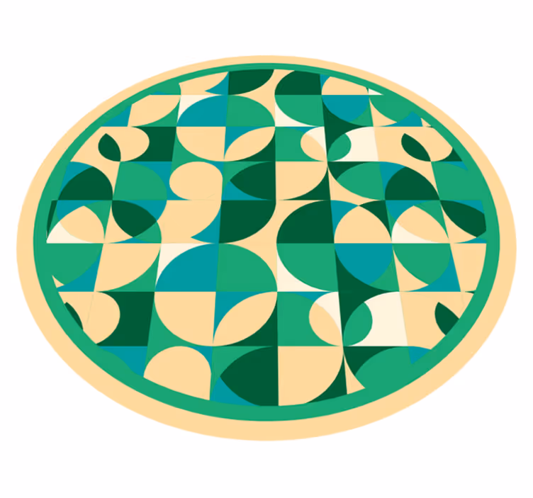 Grønt design sirkulært moderne teppe - Tenstickers