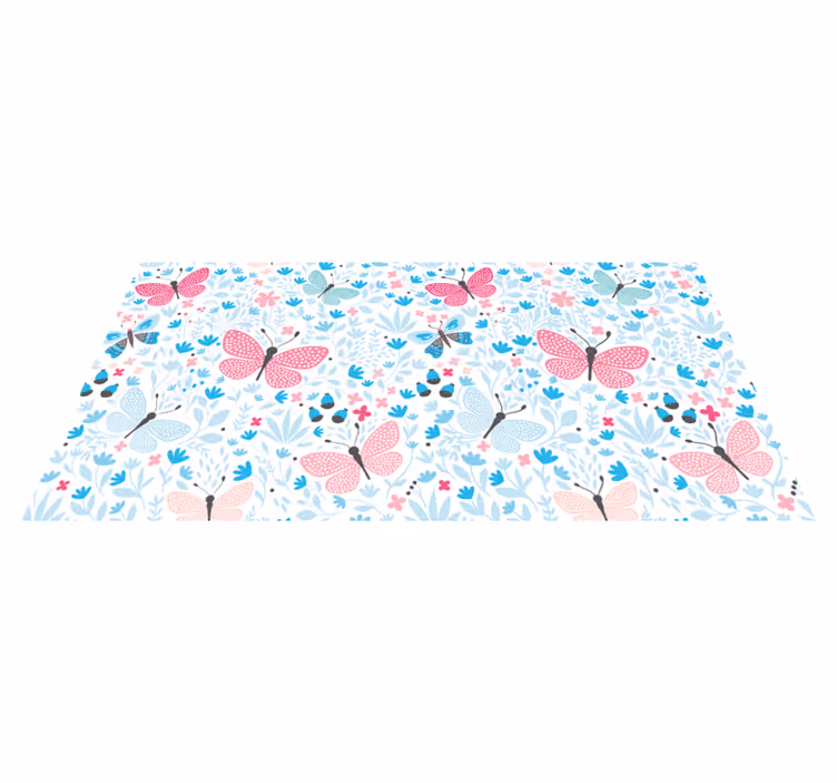 Blomstersommerfugl vinyl teppe blomster og planter - Tenstickers