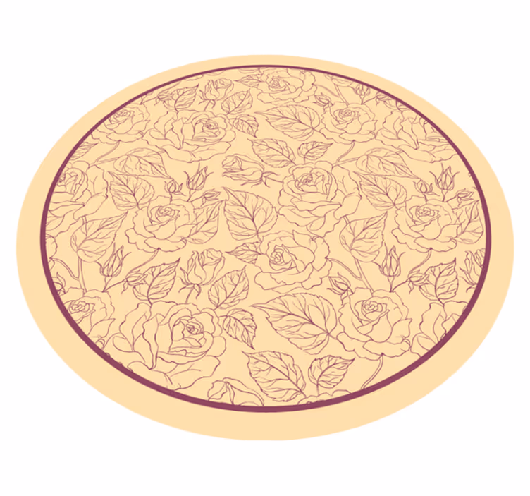 Rosemønster rund vinyl teppe blomster og planter - Tenstickers
