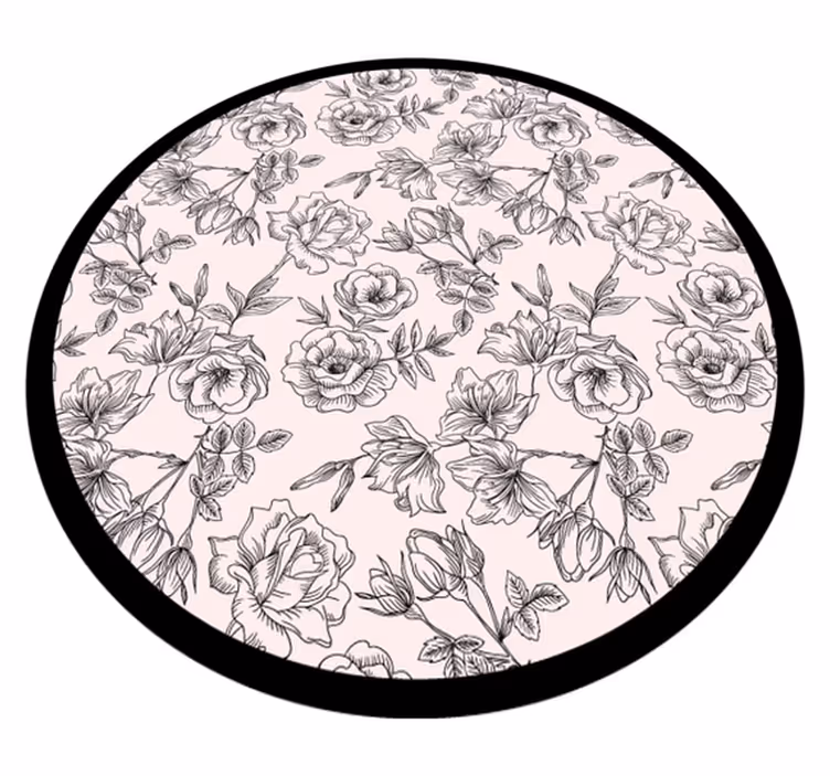 Blomstermønster sirkel vinyl teppe blomster og planter - Tenstickers