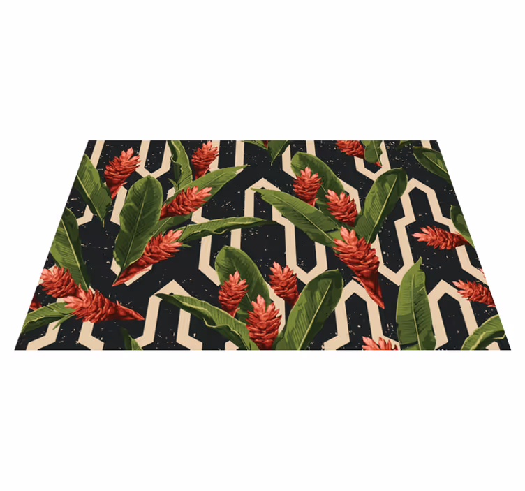 Vintage tropiske blader blomsterteppe - Tenstickers