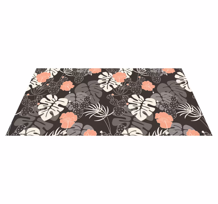 Grått jungelblad blomsterteppe - Tenstickers