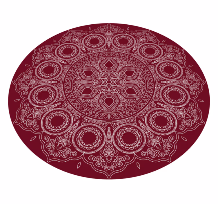 Burgunderrødt motiv vinyl teppe mandala - Tenstickers