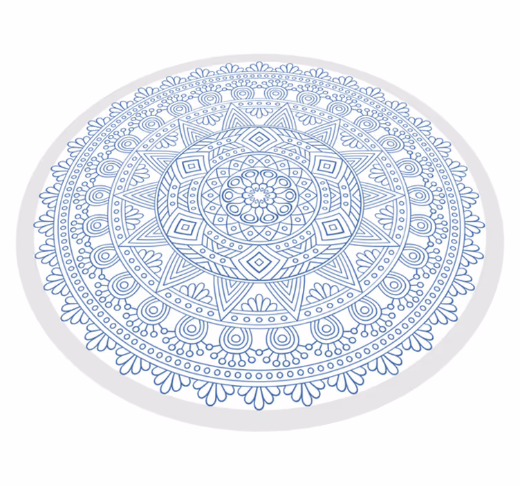 Mørkeblått og hvitt mandala vinyl teppe - Tenstickers