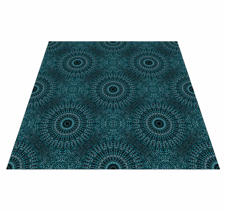 Blågrønt mønster mandala vinyl teppe - Tenstickers