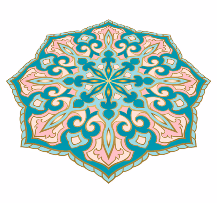 Turkis og rosa mandala vinyl teppe - Tenstickers