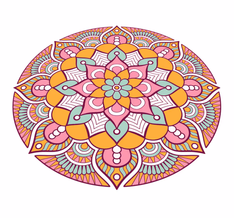 Rosa fjærmandala vinyl teppe - Tenstickers