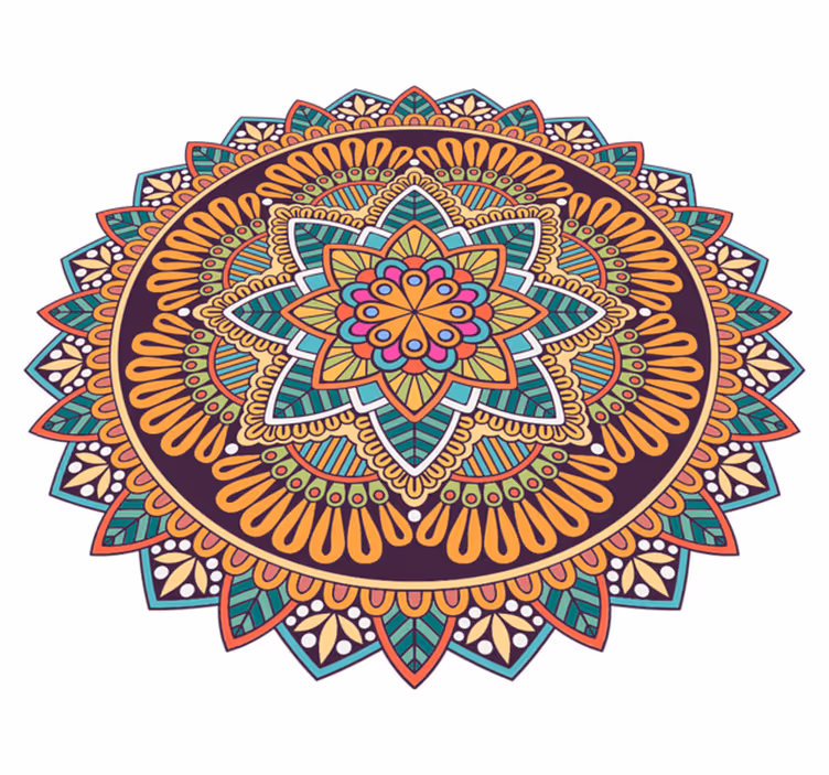 Fargerikt mandala blomstermandala vinyl teppe - Tenstickers