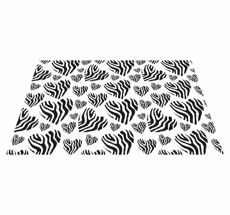 Sebra animal print heart animal print vinylteppe - Tenstickers